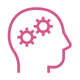 Outlined profile of a human with turning gears in their brain.