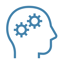Outlined profile of a human with turning gears in their brain representing the holistic learning experience of the Master of Design Studies in Urban Design.
